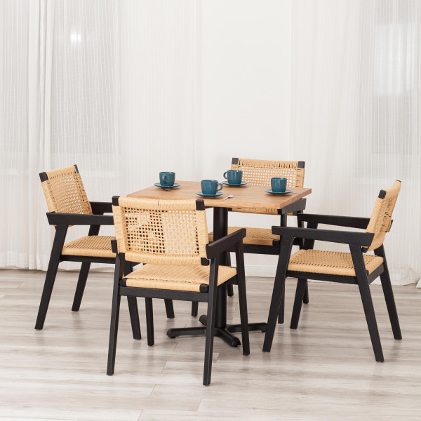 Стол VALHALLA (mod.XMS-T9111) дерево вяз/железная опора, 80х65х76 см, груша №3/черная опора фото № 8