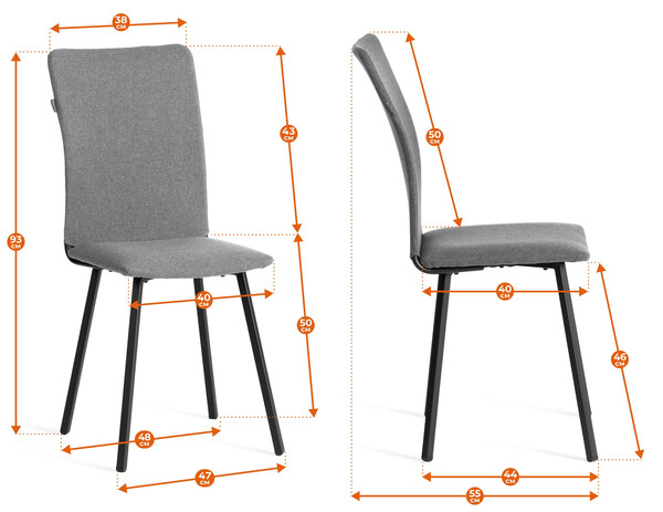 Стул обеденный La Rousse NEW, флок , серый/черный, 29, 45x55x93 см фото № 17