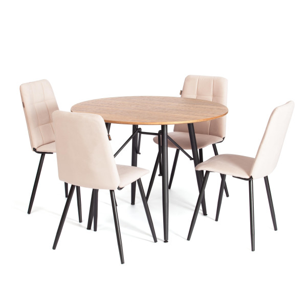 Стул обеденный Asti TREND, флок , бежевый/черный, 7, 47х54х86 см фото № 10