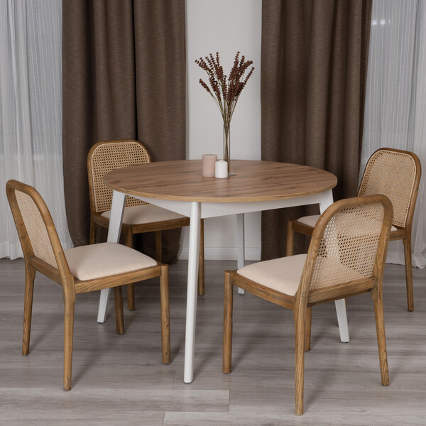 Стул FREYA дерево вяз/ротанг, ткань лён, груша№3/бежевый лен, 46х41х79,5 см фото № 12