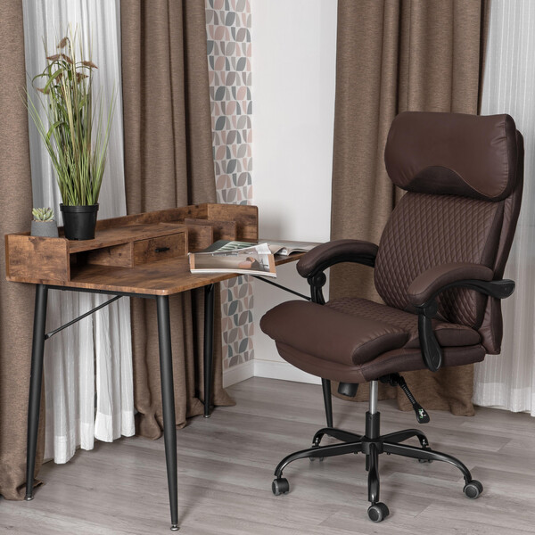 Кресло Chief metalBL  кож/зам/ткань, коричневый/коричневый стеганный, 36-36/36-36 стеганный/TW-24 фото № 14