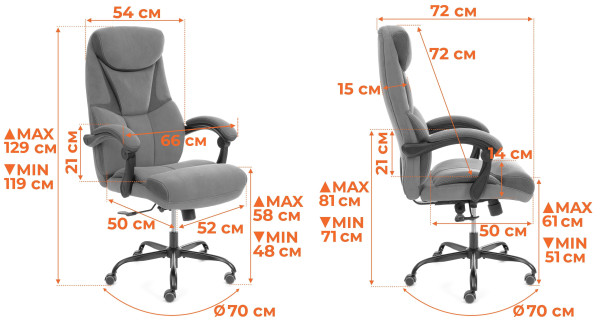 Кресло Cambridge metalBL кож/зам/ткань, черный/черный, 36-6/11 фото № 17