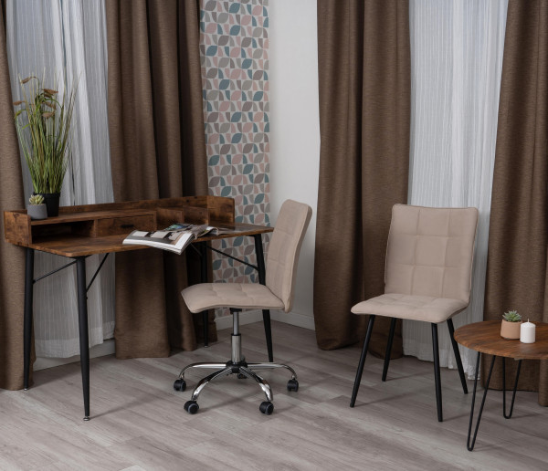 Комплект кресло + стул Bari LT, флок , бежевый/черный, 7, 41х55х89 см фото № 10