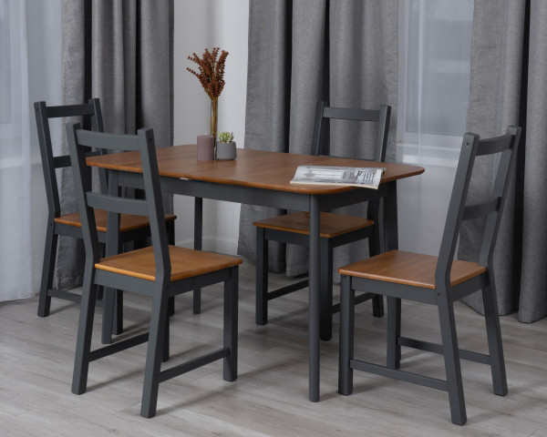 Стол Соната Люкс раздвижной/Sonata Lux extension table, 120х75х73 см массив сосны, антик /графит, 120-(150)х75х73 см фото № 16