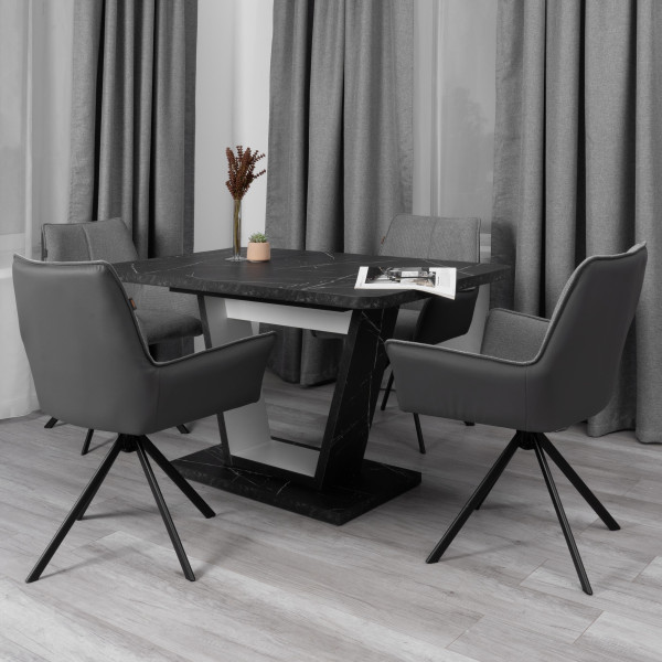 Кресло Murano/Мурано опора 360, велюр/букле (HYP)/Экокожа, светло-серый/графит фото № 17