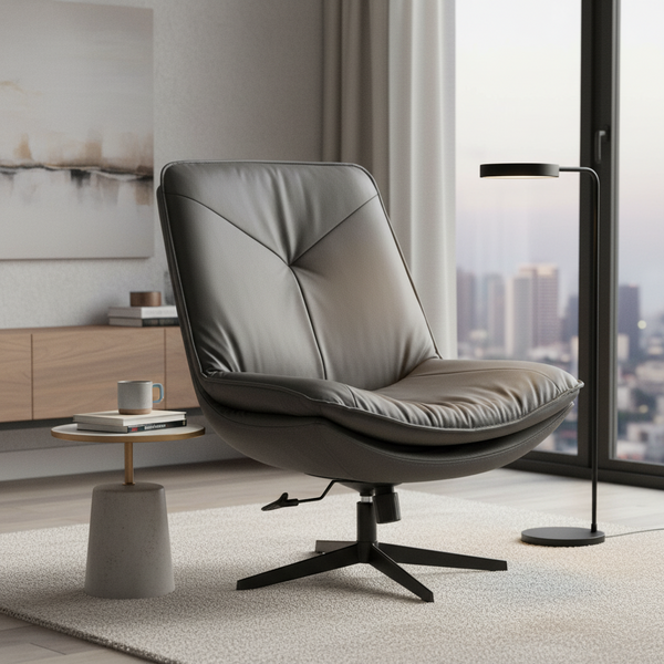 Кресло лаунж Cosmo экокожа, графит фото № 10