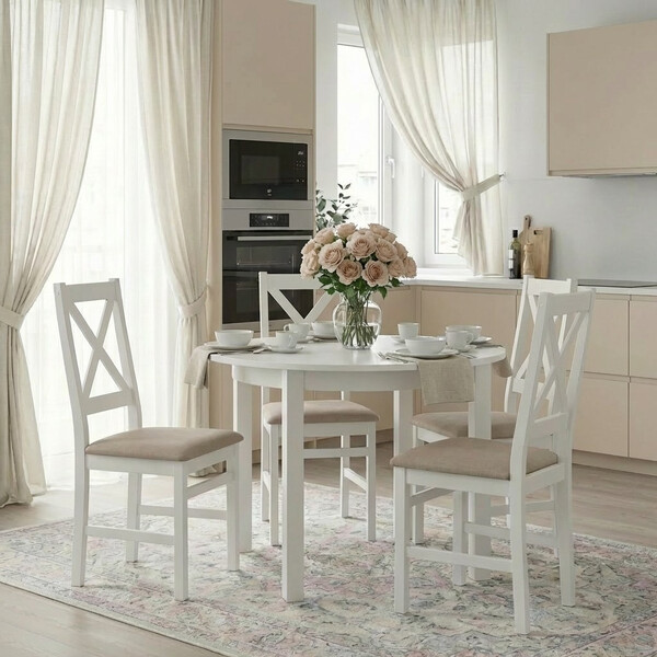 Стул Crossman/Кроссман Нью, многослойный березовый шпон, 41х40х100см, белый/велюр бежевый фото № 9