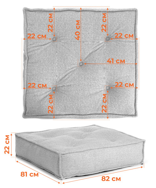 Модуль мягкий нижний Miracle велюр/букле, VT shape silver, 82x81x24 см фото № 15