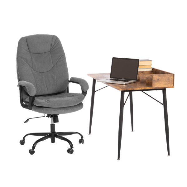 Кресло COMFORT Lux (22) metalBL велюр, серый, 29 фото № 13