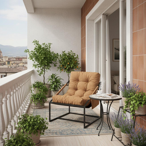 Подушка на кресло Charli/Чарли без подлокотника с карманом велюр/букле, vt шейп горчичный фото № 18