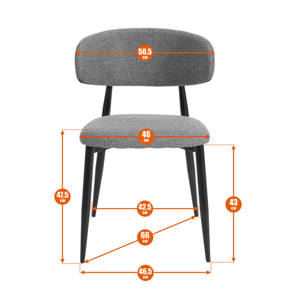 Стул обеденный Belsay/Белси велюр/металл, светло-серый/черный, 46х53х79см фото № 16