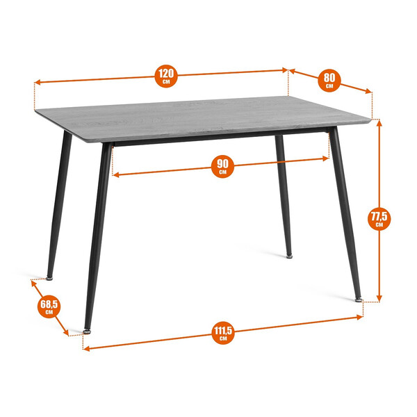 Стол обеденный Birkhall/Биркхолл МДФ/металл, дуб состаренный/черный, 120х80х75(+1)см фото № 7