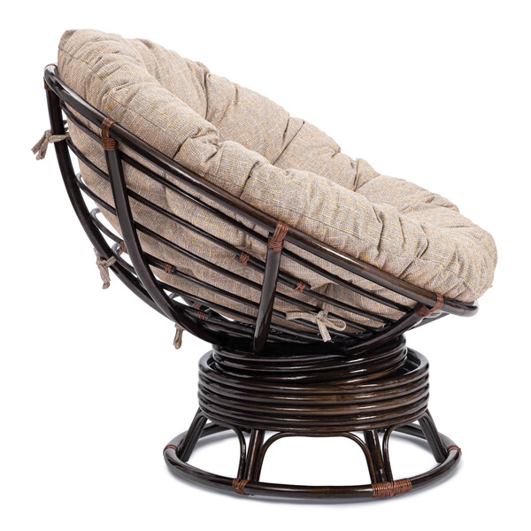 Кресло-качалка PAPASAN/ПАПАСАН W 23/01 B /с подушкой/ 115х78х104см, античный черно-коричневый, подушка рогожка, меланж фото № 2