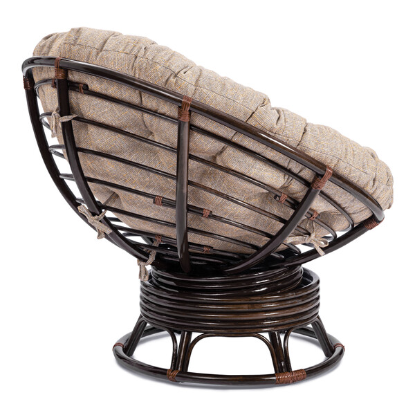 Кресло-качалка PAPASAN/ПАПАСАН W 23/01 B /с подушкой/ 115х78х104см, античный черно-коричневый, подушка рогожка, меланж фото № 3