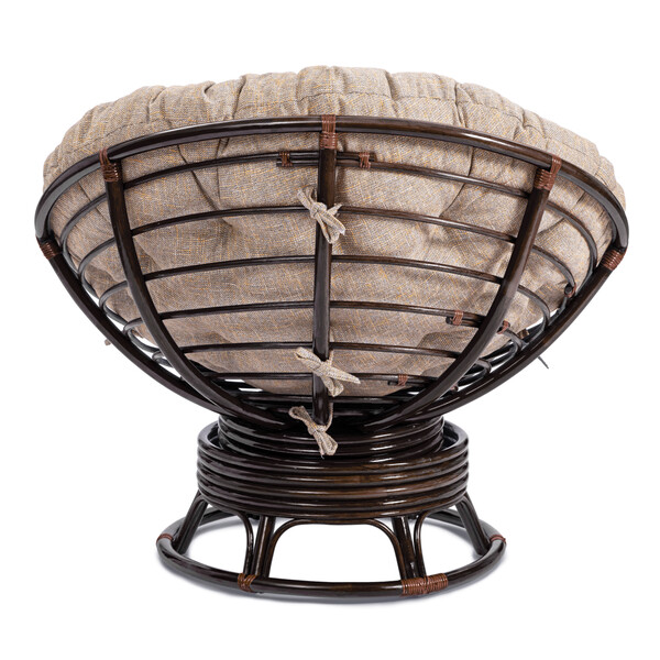 Кресло-качалка PAPASAN/ПАПАСАН W 23/01 B /с подушкой/ 115х78х104см, античный черно-коричневый, подушка рогожка, меланж фото № 4