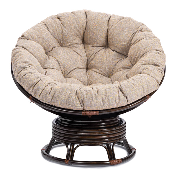 Кресло-качалка PAPASAN/ПАПАСАН W 23/01 B /с подушкой/ 115х78х104см, античный черно-коричневый, подушка рогожка, меланж фото № 5