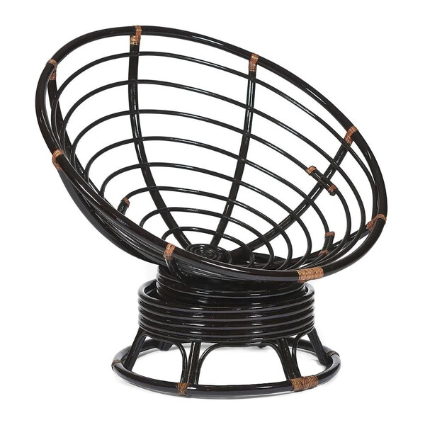 Кресло-качалка PAPASAN/ПАПАСАН W 23/01 B /с подушкой/ 115х78х104см, античный черно-коричневый, подушка рогожка, меланж фото № 6