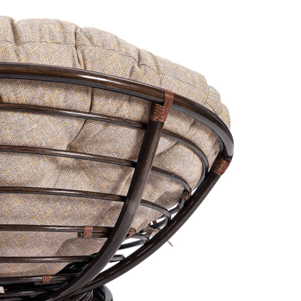 Кресло-качалка PAPASAN/ПАПАСАН W 23/01 B /с подушкой/ 115х78х104см, античный черно-коричневый, подушка рогожка, меланж фото № 9