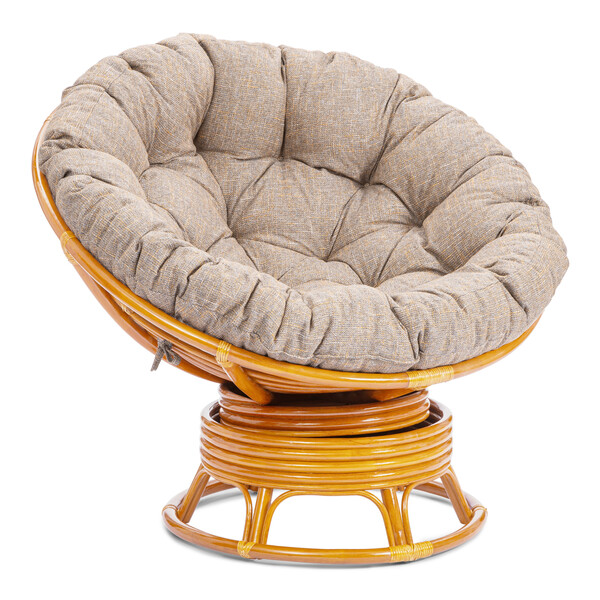 Кресло-качалка PAPASAN/ПАПАСАН W 23/01 B /с подушкой/ 115х78х104см, медовый, подушка рогожка, меланж фото № 17