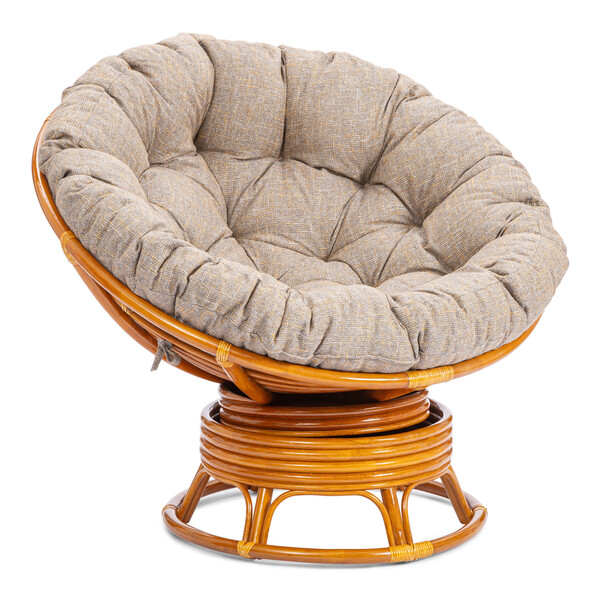 Кресло-качалка PAPASAN/ПАПАСАН W 23/01 B /с подушкой/ 115х78х104см, коньячный, подушка рогожка, меланж фото № 17