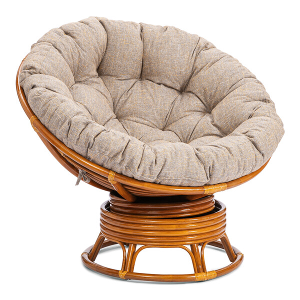Кресло-качалка PAPASAN/ПАПАСАН W 23/01 B /с подушкой/ 115х78х104см, пекан орех, подушка рогожка, меланж фото № 17