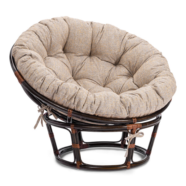 Кресло PAPASAN/ПАПАСАН 23/01 W /с подушкой/ 115х101х104см, античный черно-коричневый, подушка рогожка, меланж фото № 16