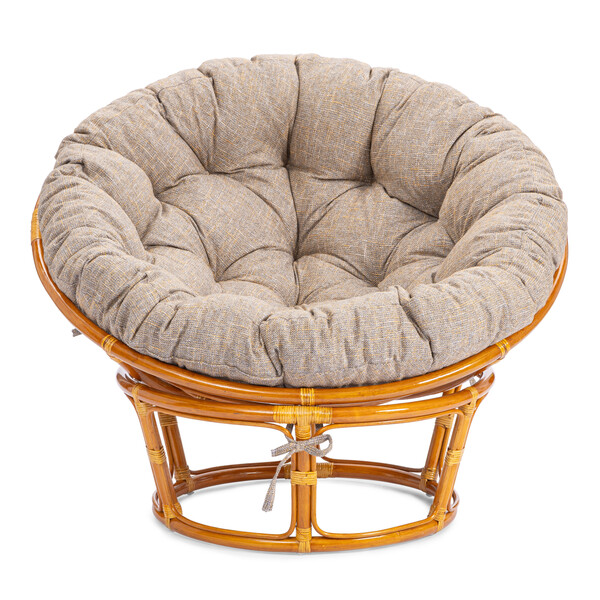 Кресло PAPASAN/ПАПАСАН 23/01 W /с подушкой/ 115х101х104см, коньячный, подушка рогожка, меланж фото № 4