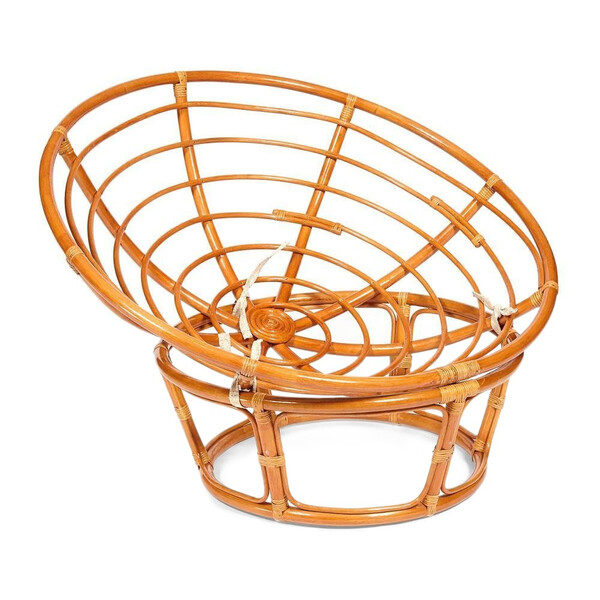 Кресло PAPASAN/ПАПАСАН 23/01 W /с подушкой/ 115х101х104см, коньячный, подушка рогожка, меланж фото № 5