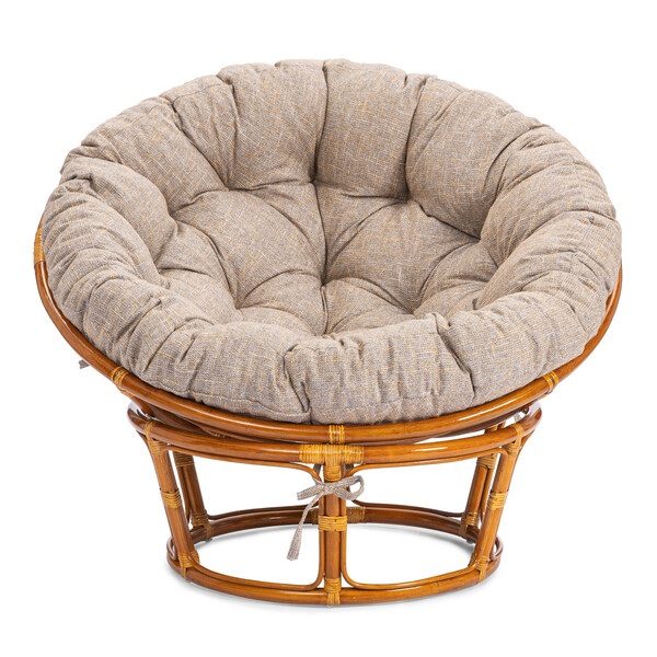 Кресло PAPASAN/ПАПАСАН 23/01 W /с подушкой/ 115х101х104см, пекан орех, подушка рогожка, меланж фото № 4