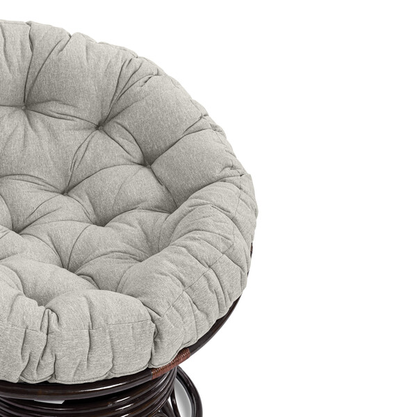 Кресло-качалка Папасан/Papasan (W 23/01 B) /с подушкой/ 115х78х104 см, античный черно-коричневый, подушка ткань, серо-бежевый фото № 6
