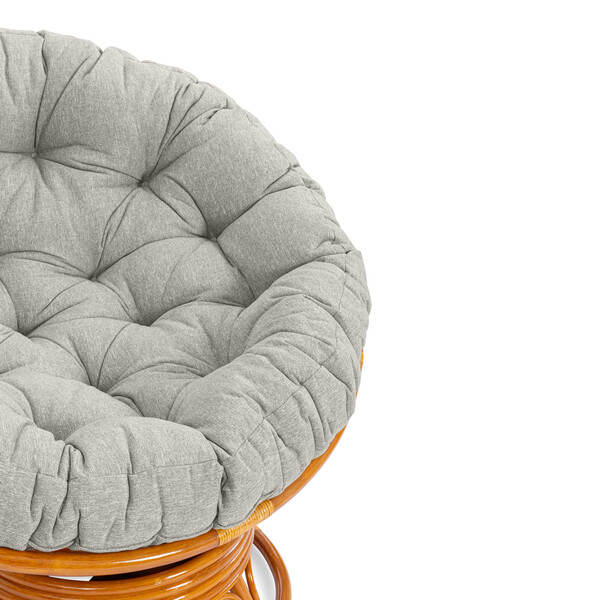 Кресло-качалка Папасан/Papasan (W 23/01 B) /с подушкой/ 115х78х104 см, коньячный, подушка ткань, серо-бежевый фото № 6