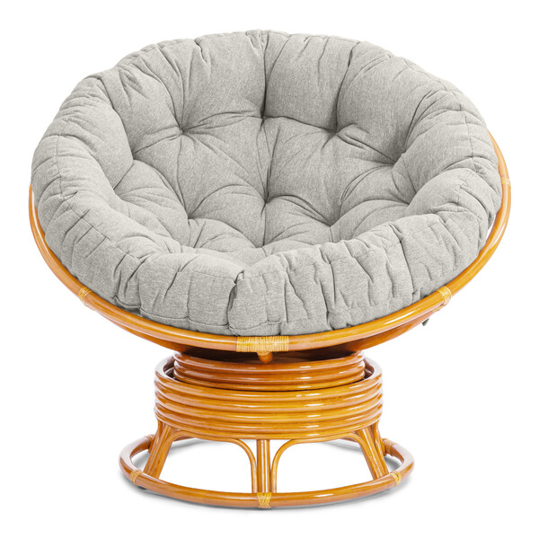 Кресло-качалка Папасан/Papasan (W 23/01 B) /с подушкой/ 115х78х104 см, медовый, подушка ткань, серо-бежевый фото № 2