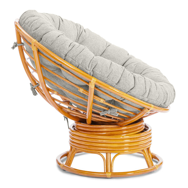 Кресло-качалка Папасан/Papasan (W 23/01 B) /с подушкой/ 115х78х104 см, медовый, подушка ткань, серо-бежевый фото № 3