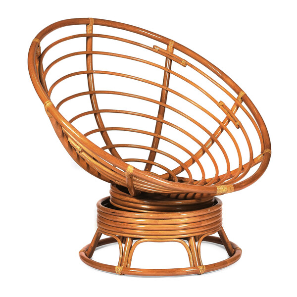 Кресло-качалка Папасан/Papasan (W 23/01 B) /с подушкой/ 115х78х104 см, пекан орех, подушка ткань, серо-бежевый фото № 5