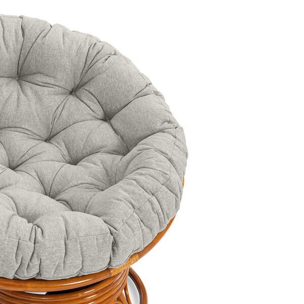 Кресло-качалка Папасан/Papasan (W 23/01 B) /с подушкой/ 115х78х104 см, пекан орех, подушка ткань, серо-бежевый фото № 6