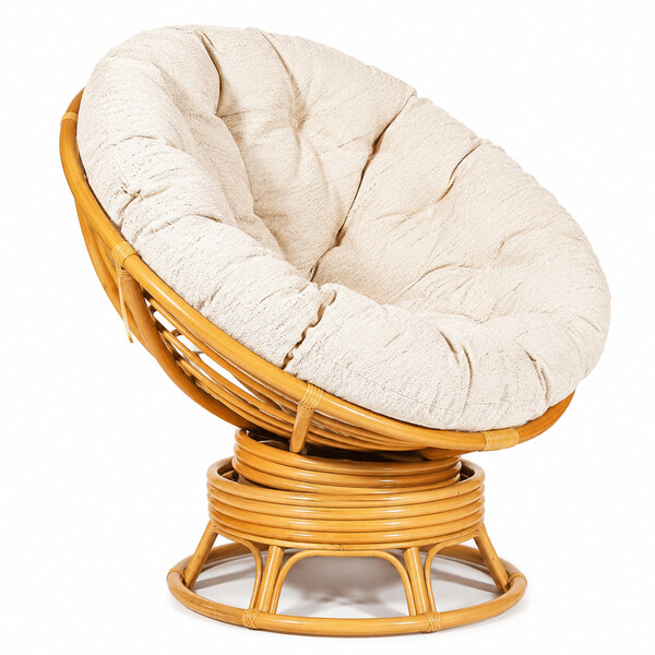 Кресло-качалка Папасан/Papasan (W 23/01 B) /с подушкой/ 115х78х104см, медовый, ткань старт фото № 3