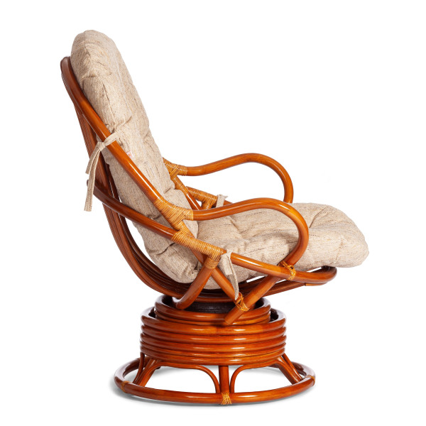 Кресло-качалка из ротанга «Флорес» (Flores 5005) + Подушка (Коньяк) фото № 2