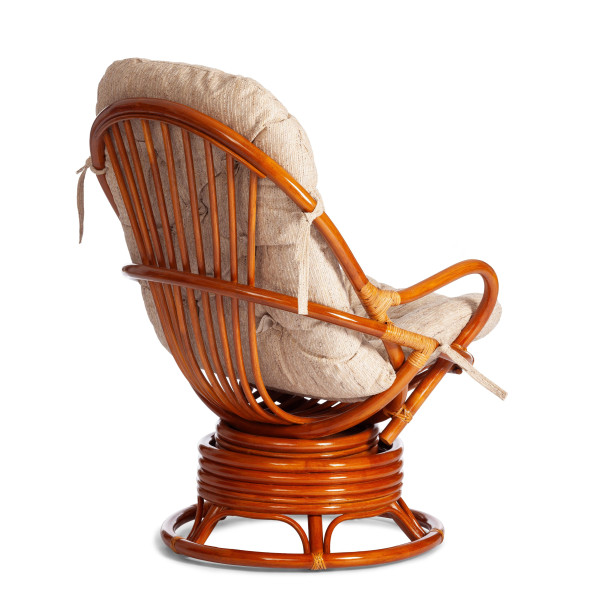 Кресло-качалка из ротанга «Флорес» (Flores 5005) + Подушка (Коньяк) фото № 3