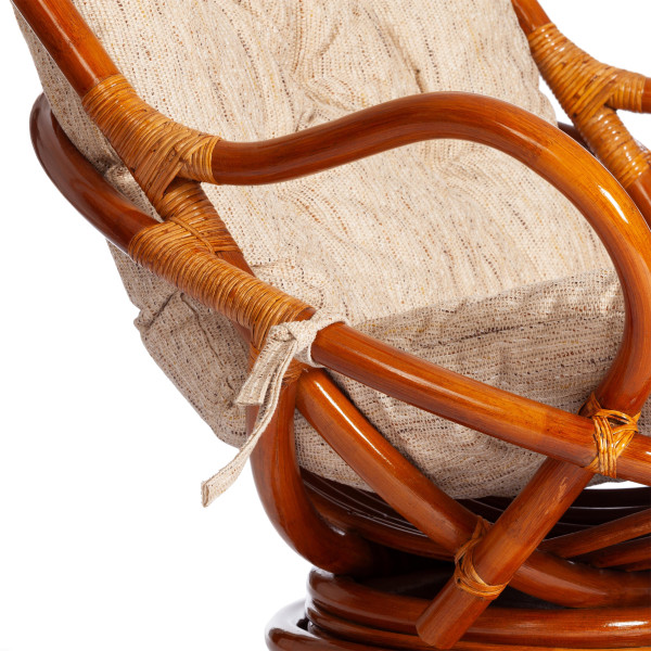 Кресло-качалка из ротанга «Флорес» (Flores 5005) + Подушка (Коньяк) фото № 12