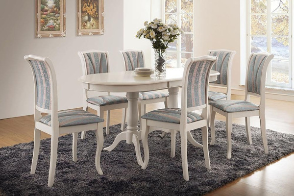 Стол обеденный белый раздвижной «Ева» (Eva) (Ivory white (слоновая кость) фото № 8