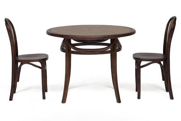 Стол Thonet/Тонет (мод.T9032-100) дерево береза/стекло, диаметр 100см, высота 76см, темный орех фото № 2