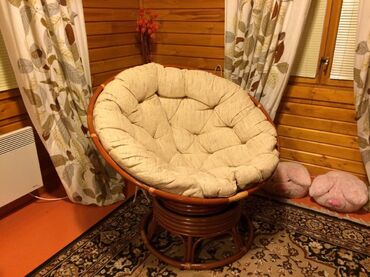 Кресло-качалка плетёное из ротанга «Папасан» (Papasan 23/01B Honey мёд) + Подушка (ткань оранжевая) фото покупателя №2