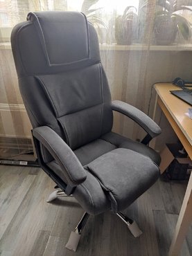 Кресло офисное TetChair «Bergamo» (хром) (Искусств. чёрная кожа) фото покупателя №1